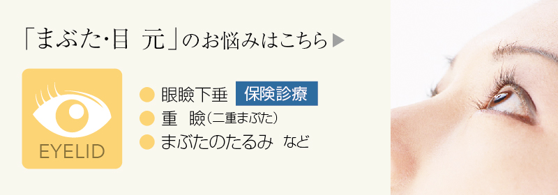 まぶた/目元のお悩み:まぶたのたるみ・重瞼・眼瞼下垂(保険診療)